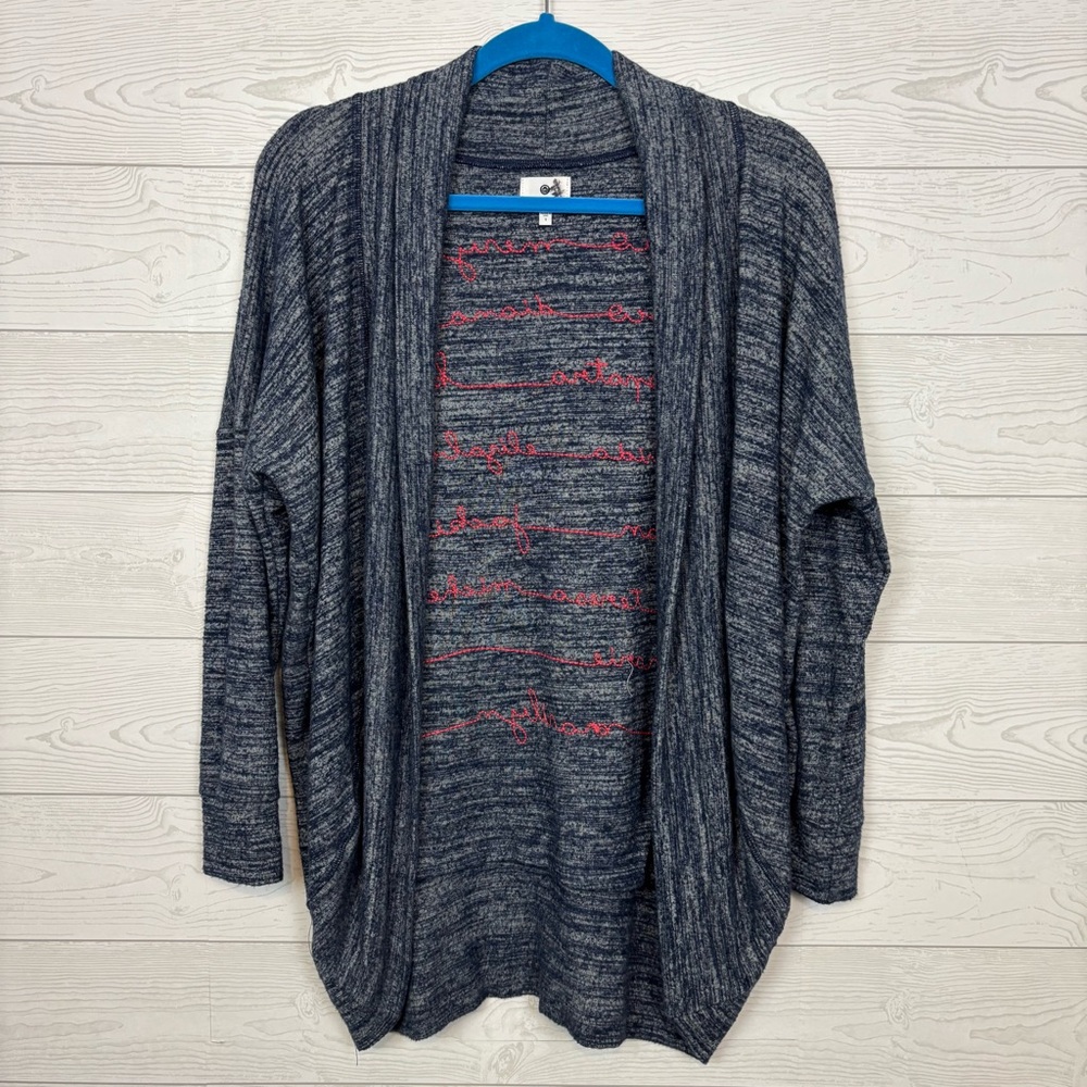 Sundry Embroidered Divas Cocoon Cardigan Heathered Navy Size 1 Small